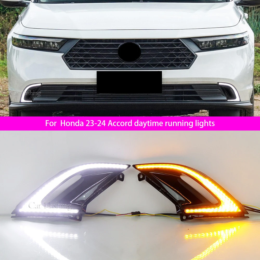 

Для Honda Accord 2023-2024 11-го поколения светодиодные противотуманные фары DRL в сборе | Дневные ходовые огни с последовательным указателем поворота
