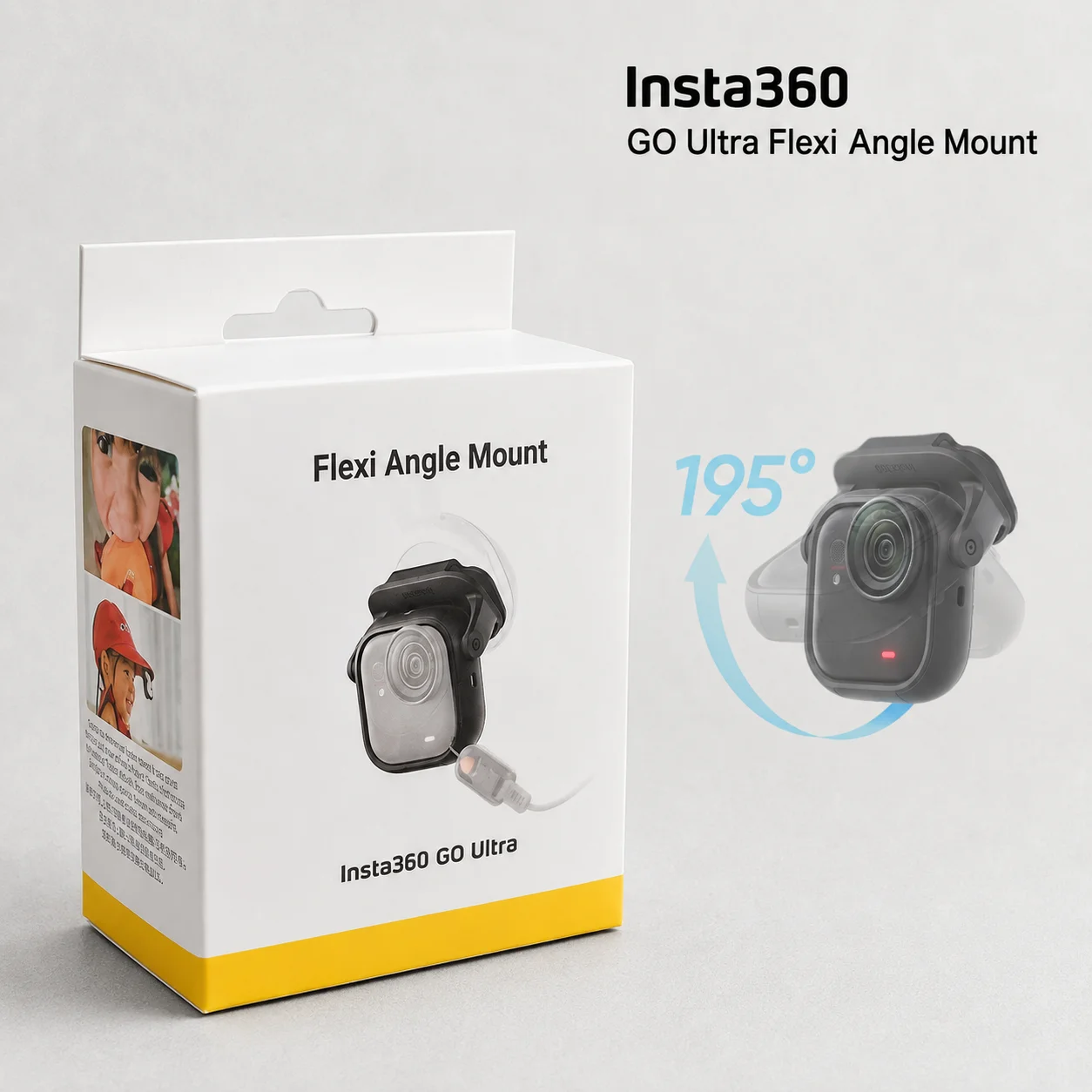 Insta360 GO Ultra Flexi Angle Mount, 195° Adjustable Magnetic Camera Frame for Hat Cap POV Vlog Hands-Free Shooting