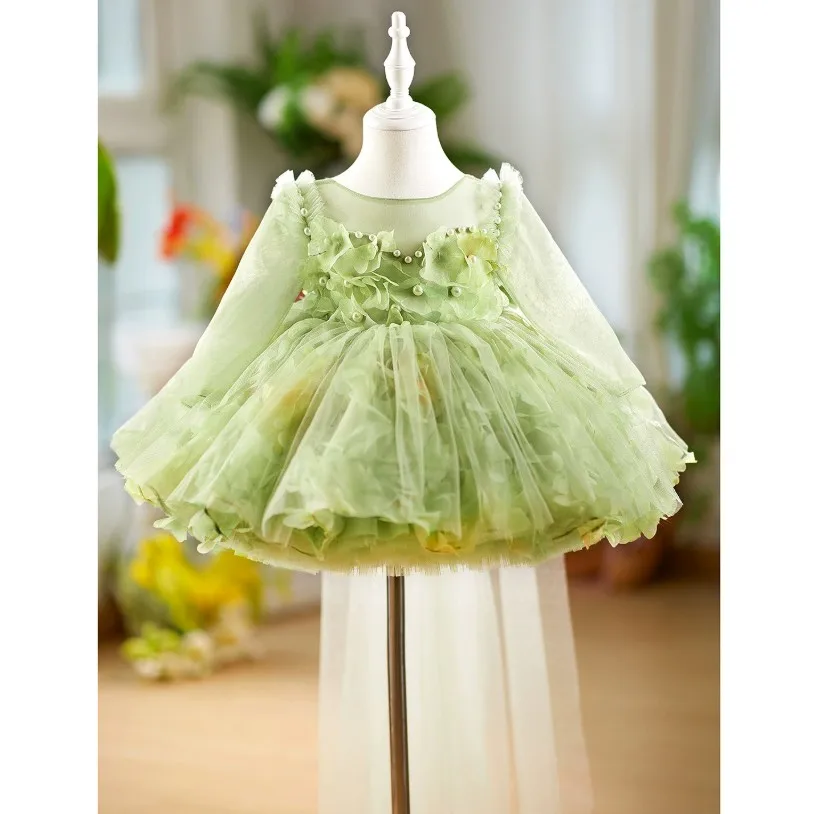 

High-End Children's Princess Ball Gown Host's Piano Performance Wedding Birthday Party Dresses For Girls A4882 Vestidos