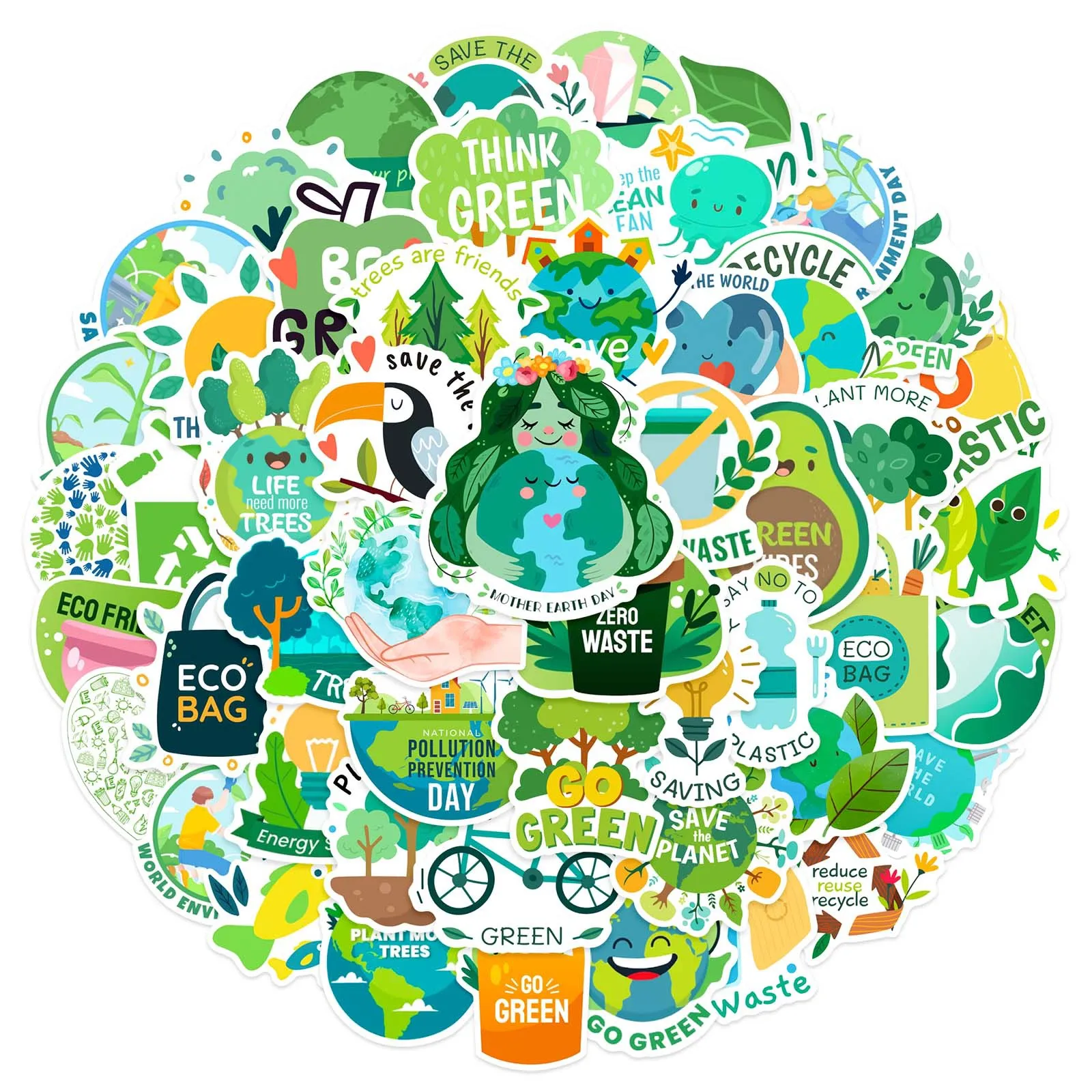 10/30/50pcs Green Protection Environment Graffiti Sticker Mobile Phone Flatbed Guitar Helmet Diy Waterproof Decal Decor Sticker