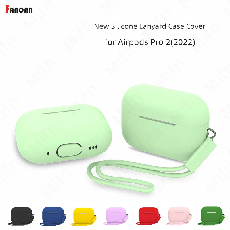 Liquid Silicone Case Cover For Apple Airpods Pro 2 Earphone case with Lanyard anti-lost Coque For Air pods Pro 2 Protective Case