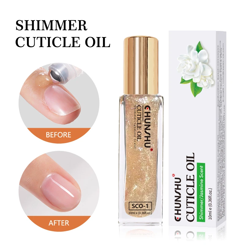 CHUNSHU Shimmer Foil Vitamin Nail Cuticle Oil Nourish Restore Damaged Nails 10ml Nail Care Revitalizer Oil Moisturizes Strength