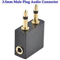 Nickel plated Air Plane 3.5mm Airplane Airline Headphone Mono Audio Converter Travel Jack Plug Splitter Adapter