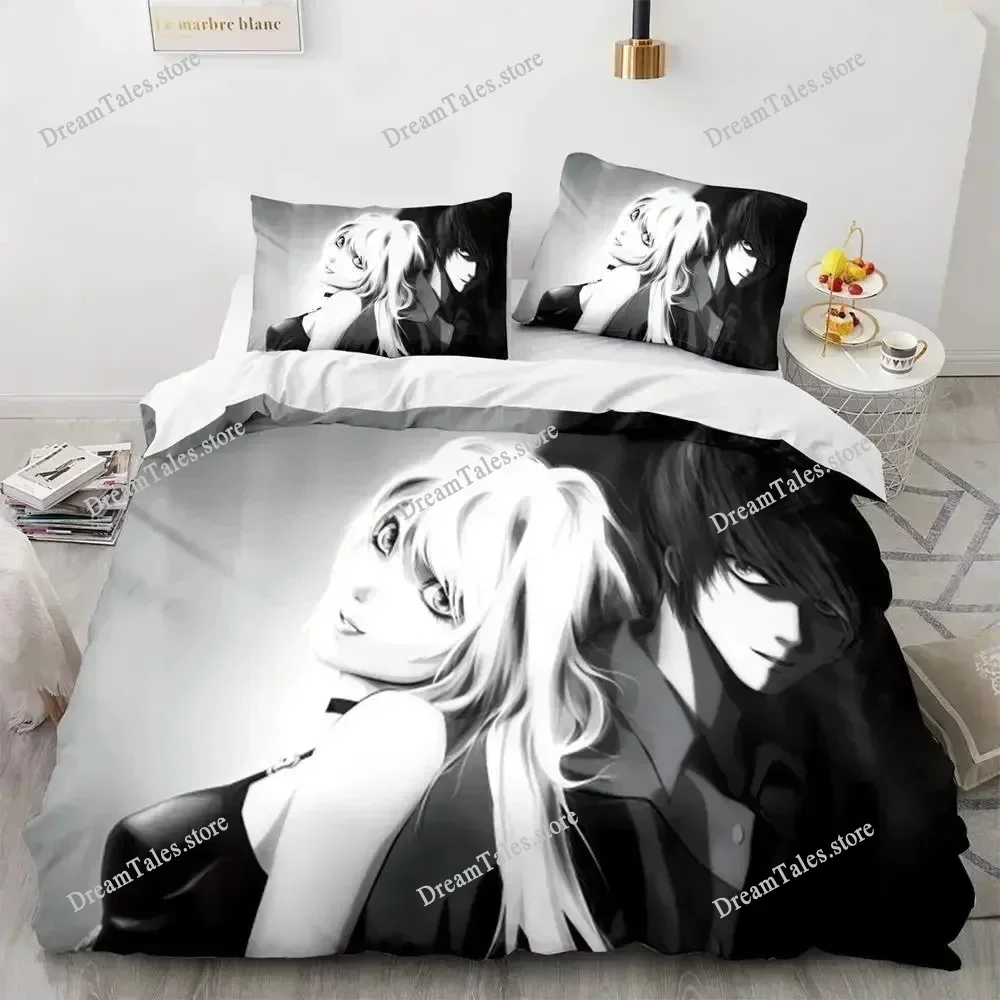 3D Printing Death Note Anime Bedding Set Duvet Cover Bed Set Quilt Cover Pillowcase Comforter King Queen Size Boys Adult Bedding