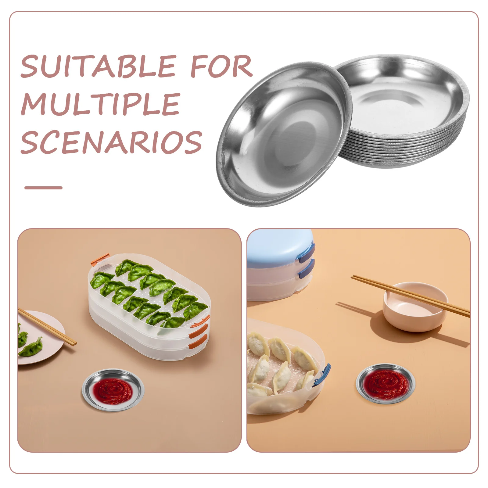 Cuencos para inmersión de acero inoxidable, platos pequeños para salsa para soja, Wasabi, salsas dulces y agrias, tazas para condimentos, preparación de alimentos, uso en cocina, 12 Uds.