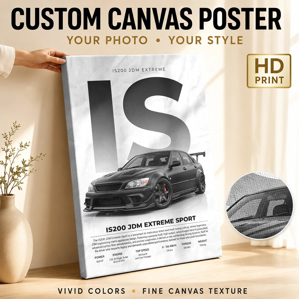 Striking Dark Matte Black Japanese IS200 Sport Canvas Poster Personalized Photo Gallery Style Garage Wall Paintings Decoration