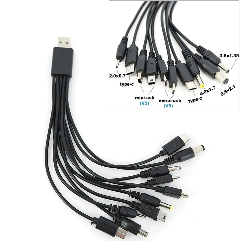 20 سنتيمتر 10 في 1 مايكرو USB تيار مستمر الهاتف المحمول مهايئ شاحن التوصيل Usb كابل شحن الطاقة سلك الحبل للهاتف العالمي L1 #3