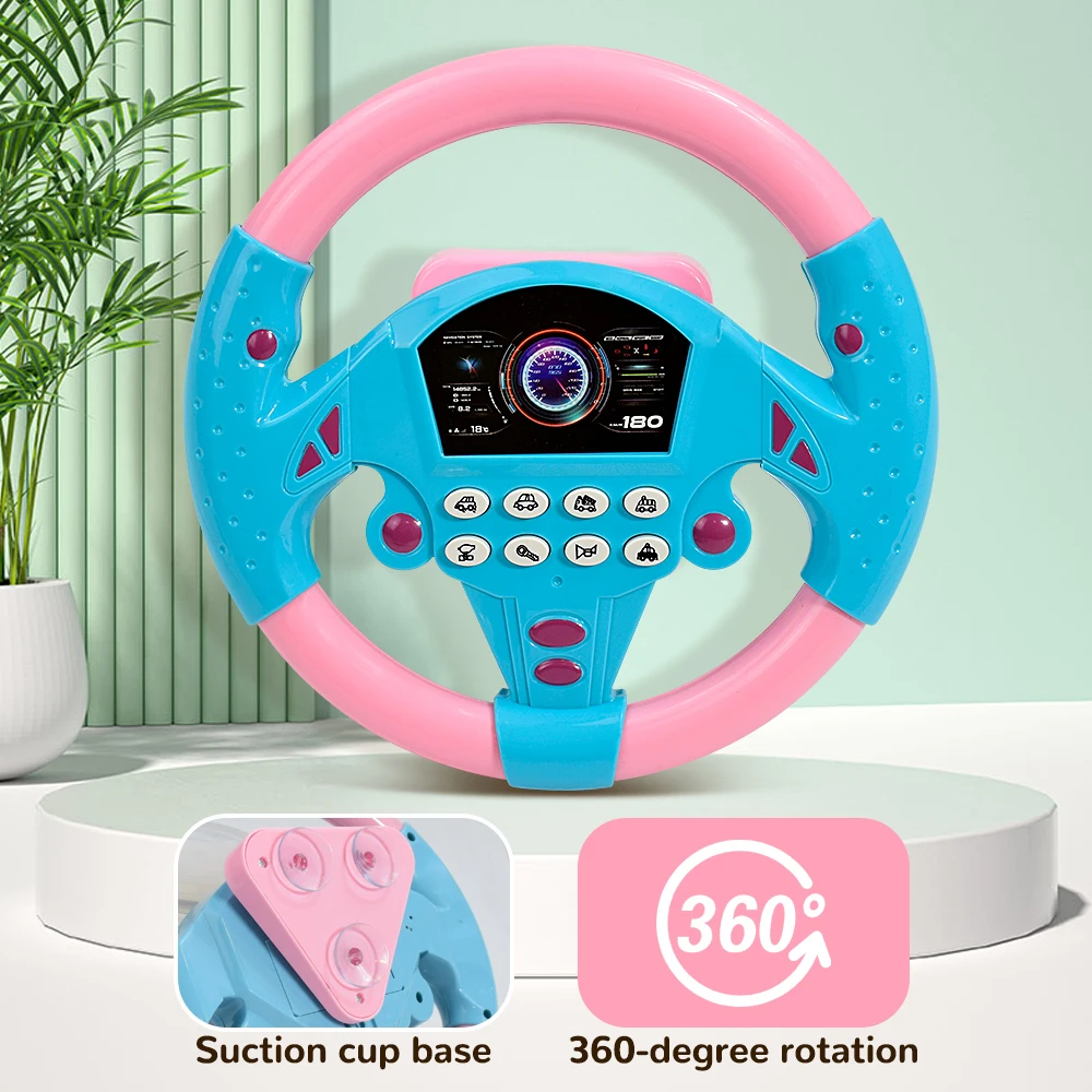 Eletric Steering Wheel Toy with Light Sound for Baby Kids Educational Portable Simulated Driving Steering Wheel Vocal ToysToys