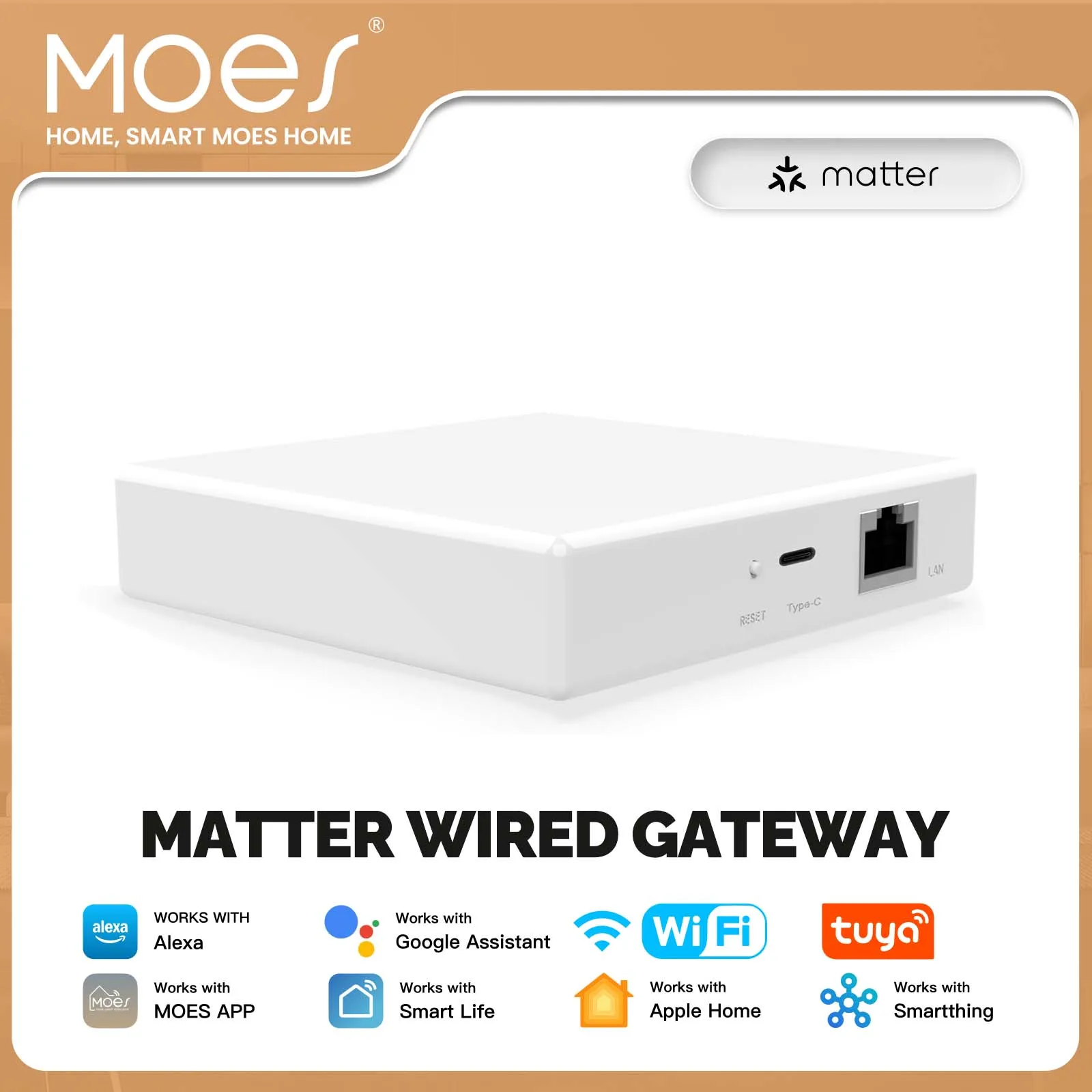MOES Tuya ZigBee Matter Thread Gateway Hub, Smart Home Bridge, Siri HomeKit SmartThings, Alexa Google Voice Control