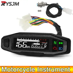AD Speedometer + Sensor Motorcycle Speed Meter LED Digital Dashboard 12000RPM Gauge Tachometer Panel Motor Odometer Display