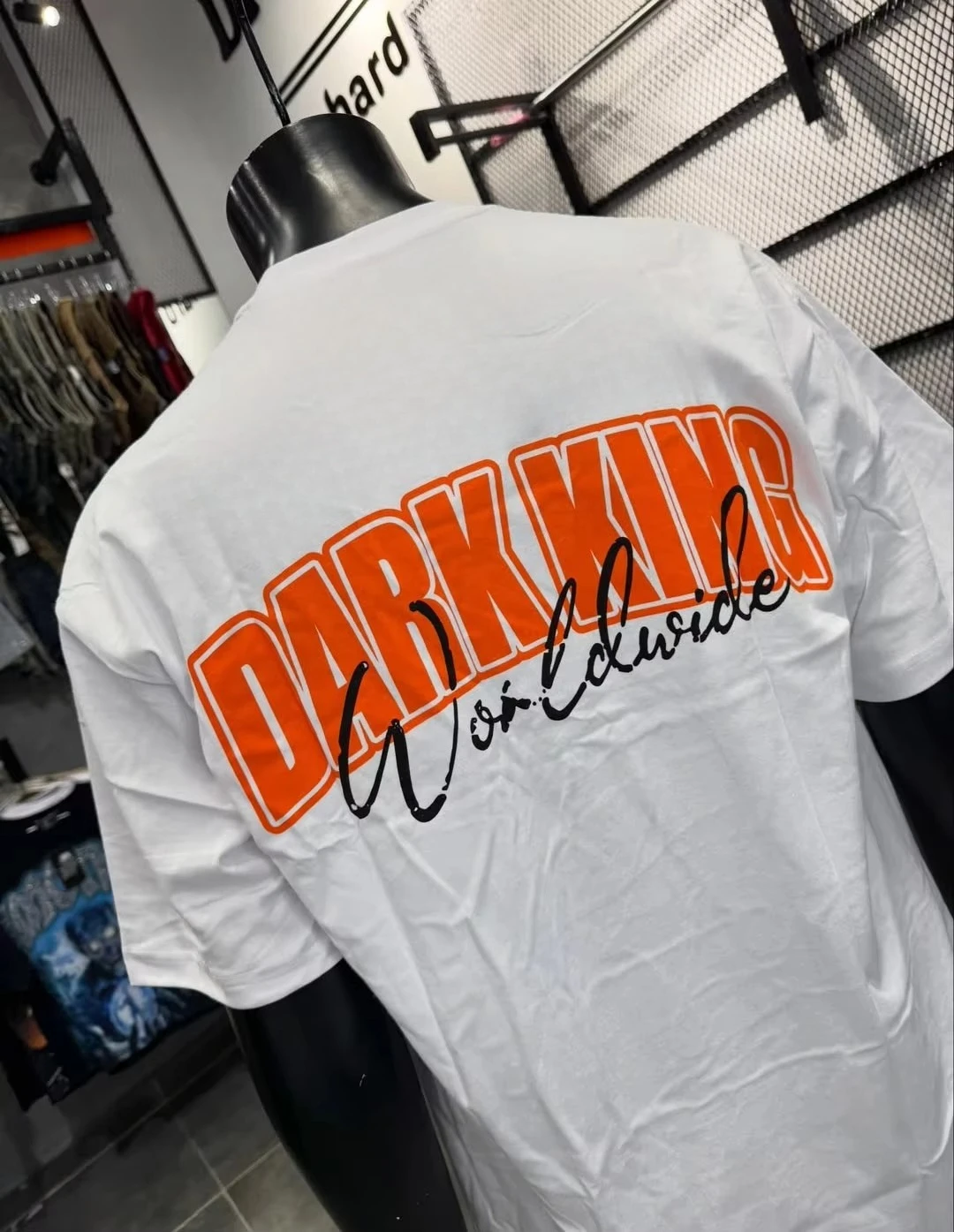2026 Men Dual‑Side Dark King Letter Graphic T‑Shirt Hip‑Hop Graffiti Print Loose White Short‑Sleeve Tee Top
