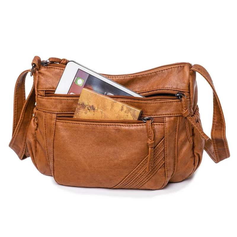 Crossbody Bag Women Multifunction Messenger Bag Pu Leather Shoulder Bag Multi-pocket Bag Female Small Bags Casual Hobos for Girl