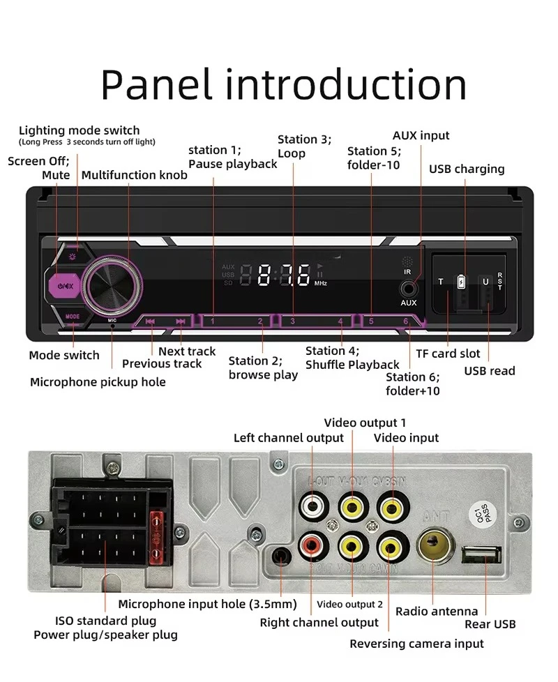 Car Digital Media Radio Retractable 7-inch Touch Screen Monitor Stereo Car Multimedia Player