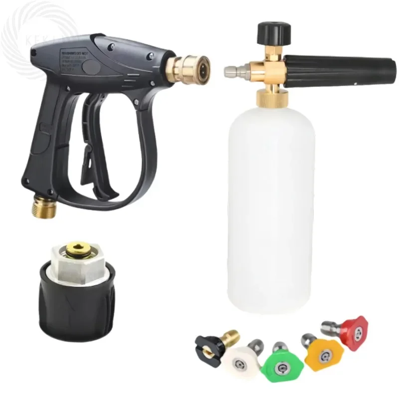 1/4 واجهة التوصيل السريع n لسلسلة Karcher K 4350PSI ارتفاع ضغط غسيل السيارات بندقية رذاذ الرغوة مع 5 فوهات M22-14 محول #2