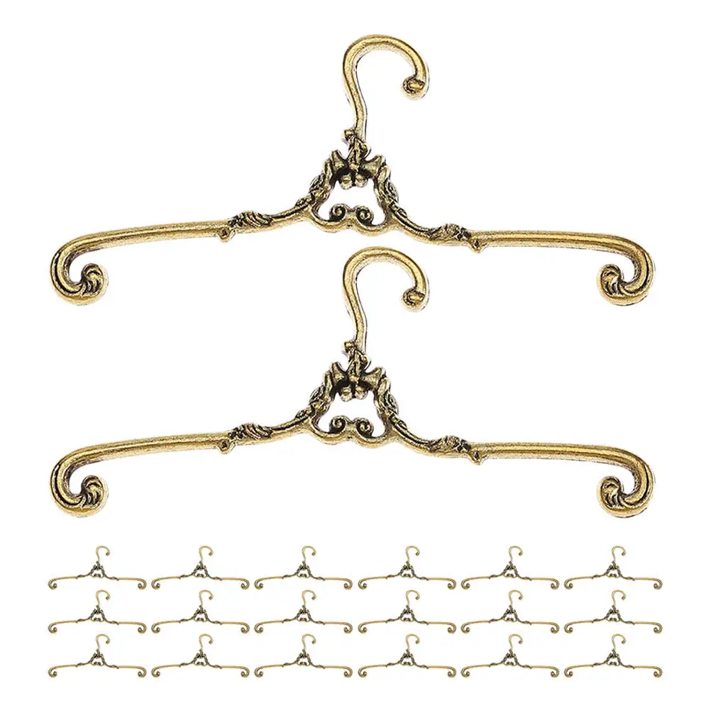 

48Pcs Miniature Dollhouse Metal Hangers Vintage Design for Wardrobe Clothes Display Organizer Accessories Miniature Coat Hangers