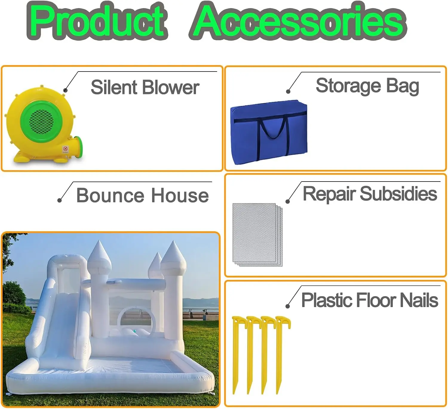 13.5ft * 9.5ft White Bounce House with Ball Pit and Blower, White Bounce House Castle for Birthday Parties, Events