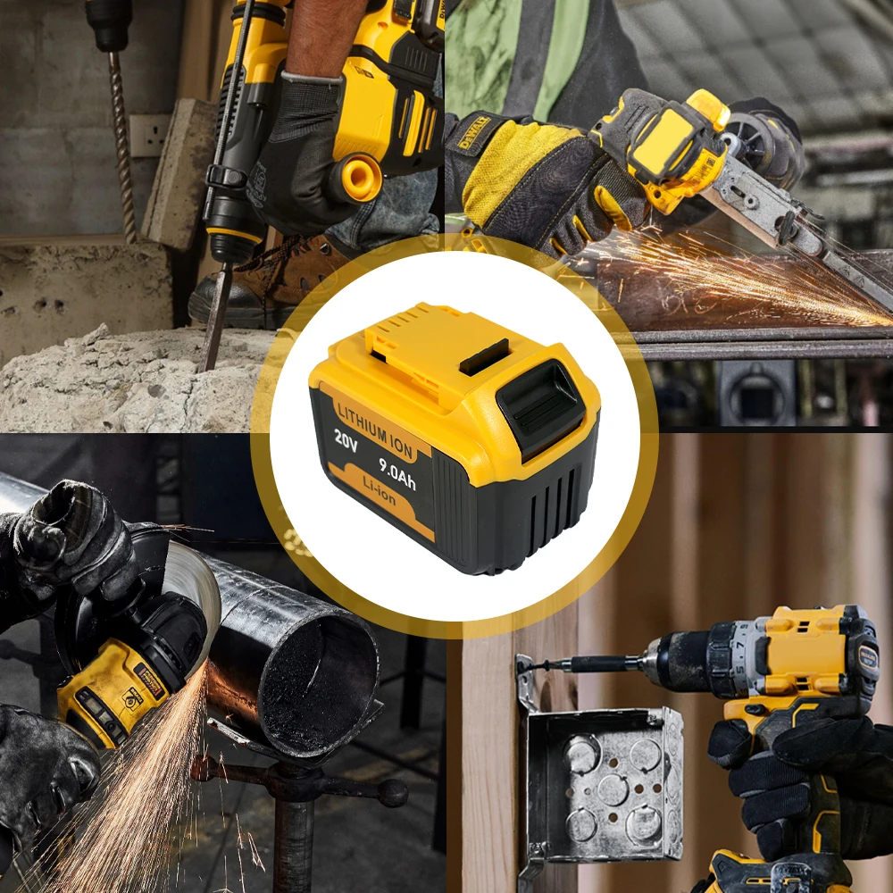 Pro baterii DeWalt 6,0 Ah 9,0 Ah 20 V, náhrada za DCB206 DCB205 DCB200 DCF845 DCF850 DCF892 DCF911 elektrické nářadí, 18650 Li-ion - náhled 6
