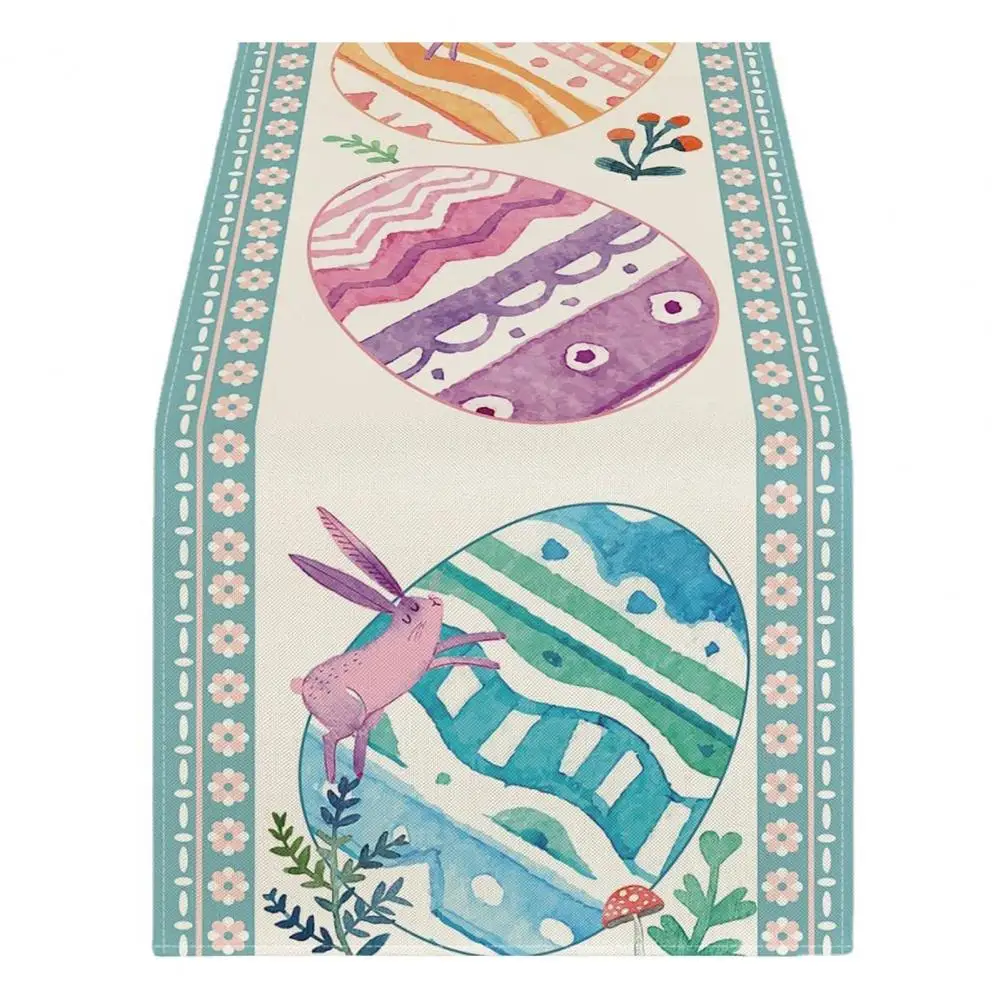 

Easter Table Runner Rabbit Pattern Table Cover Reusable Table Protection Mat for Home Decoration