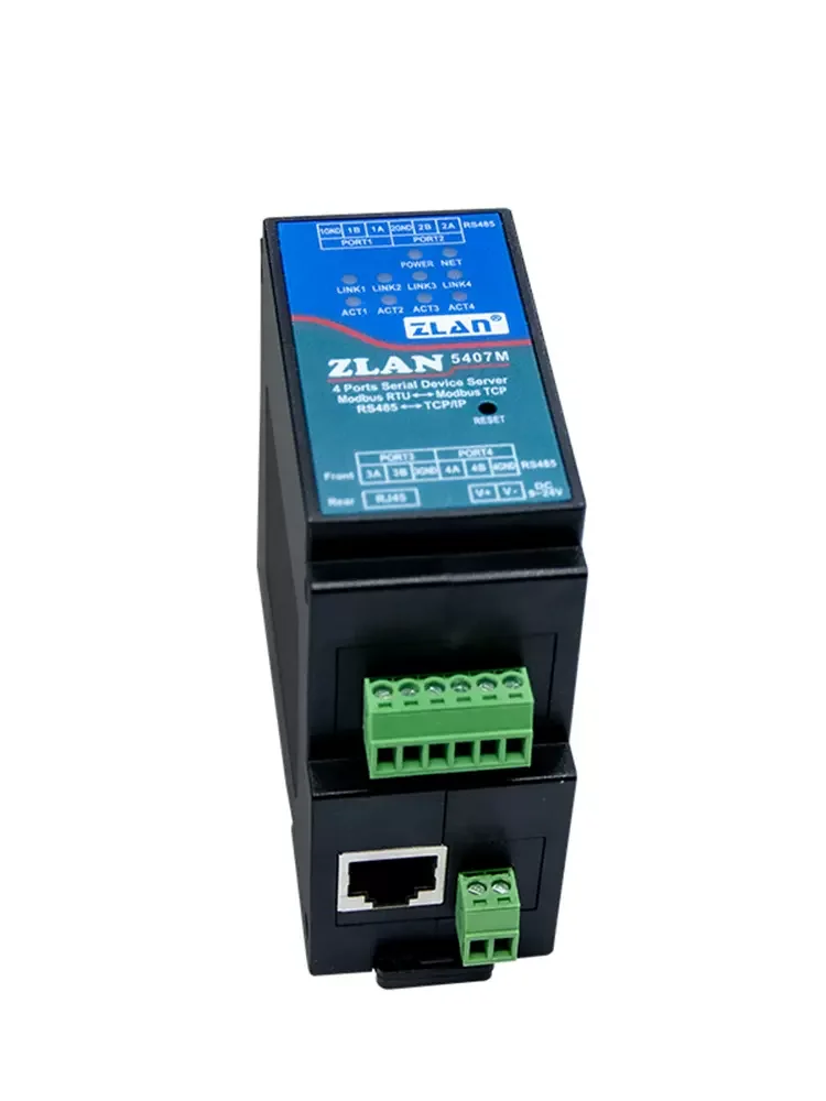 Gateway Modbus Industrial, 4 Portas, RS485 para Ethernet, TCP, IP, RTU para TCP, MQTT, JSON, Compute Din Rail, Conversor de Módulos Industriais, ZLAN5407M