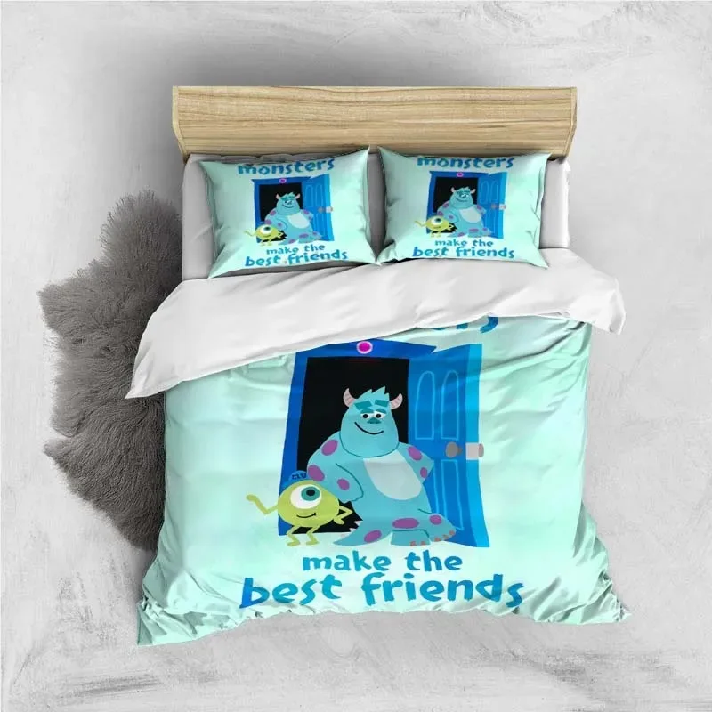 

Boy Girl Gift Disney Cartoon Monster Electric Company Bedding Single Double Bed Duvet Cover Pillow Case Home Room Bedroom