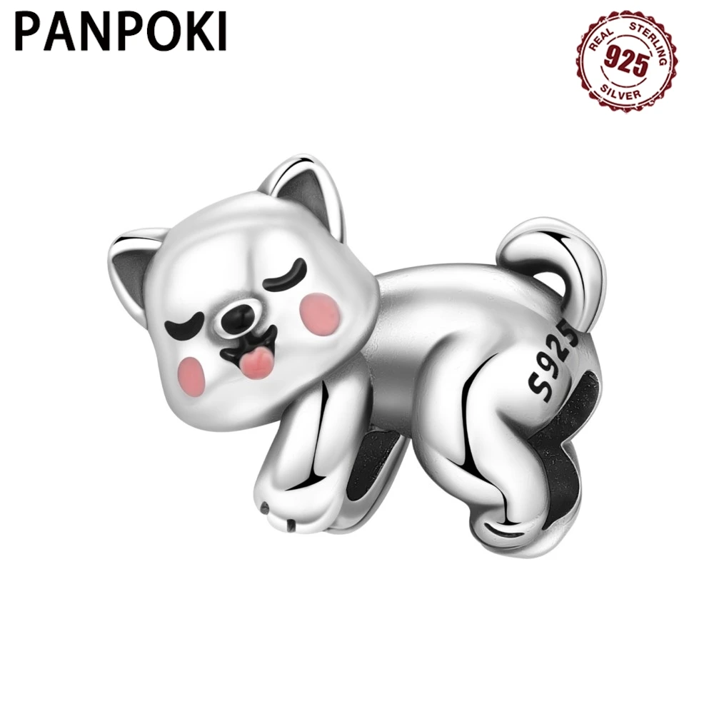 

PANPOKI стерлингового серебра 925 пробы, спящая собака, животные, кулон, подвески, бусины, подходят для браслетов, сделай сам, вечерние, модные подарки, ювелирные аксессуары