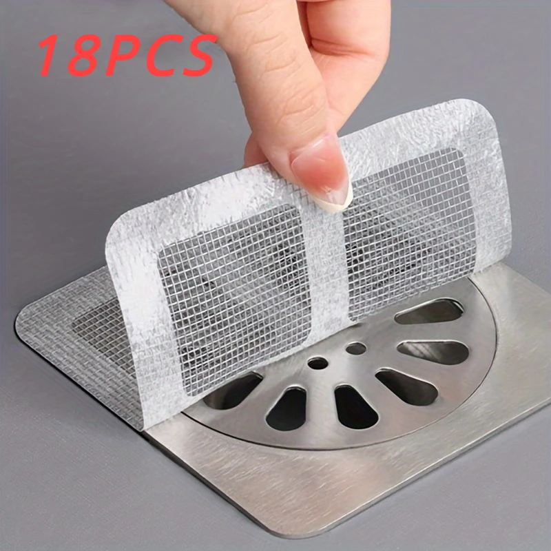 18/12/6PCS Disposable Hair Catchers for Shower Mesh Shower Drain Covers - Floor Sink Strainer Filter Mesh Stickers Bathroom