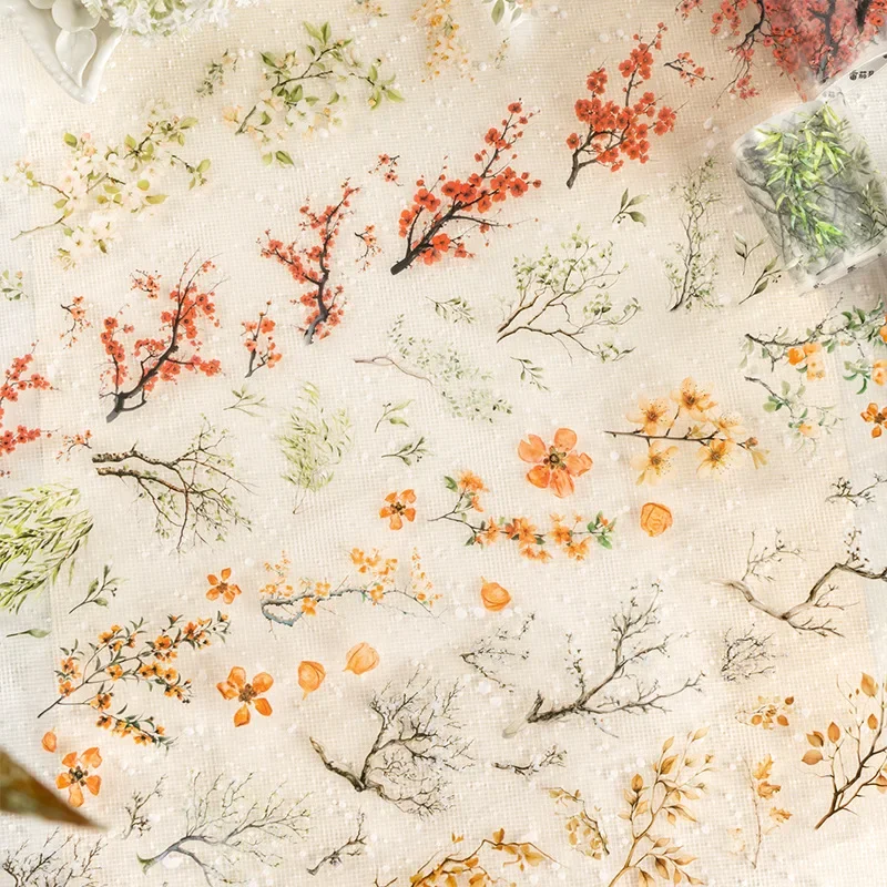 

1 рулон, 2 м, цветущие клеи, цветочный справочник, сделай сам, школьная лента для домашних животных, серия ветвей, фон для письма, альбом для вырезок, 60 мм * 2 м