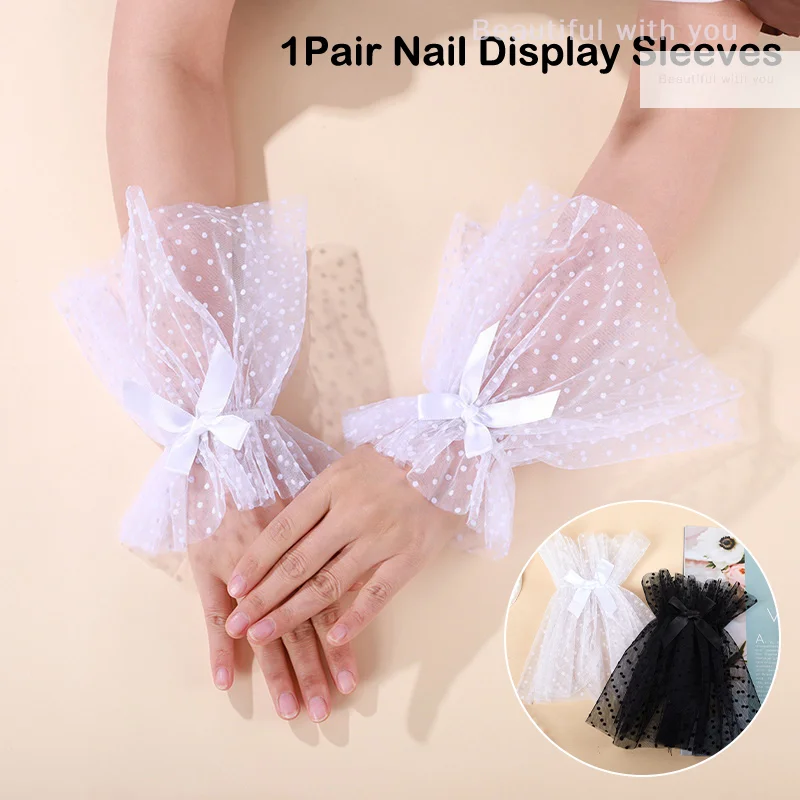 White Black Mesh Nail Art Decoration False Sleeves Photo Manicure Object Photography Modeling Props Nail Display Charms Kits