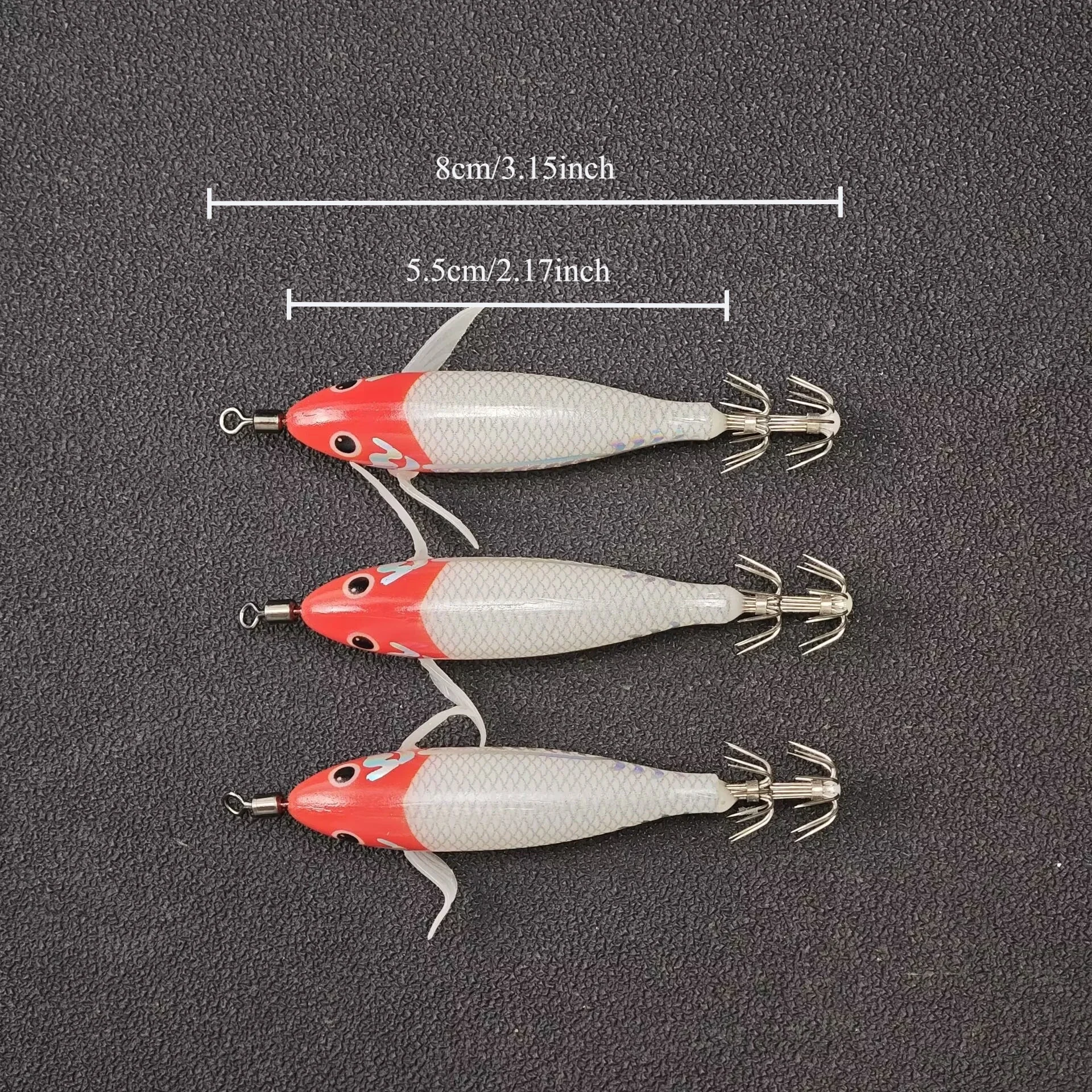 14 Stück/Set Leuchtender Tintenfisch-Jig 8cm/5,7g Garnelen-Angelköder mit Haken Meeresfischerei-Zubehör Künstlicher Köder Oktopus-Köder – Detail 1