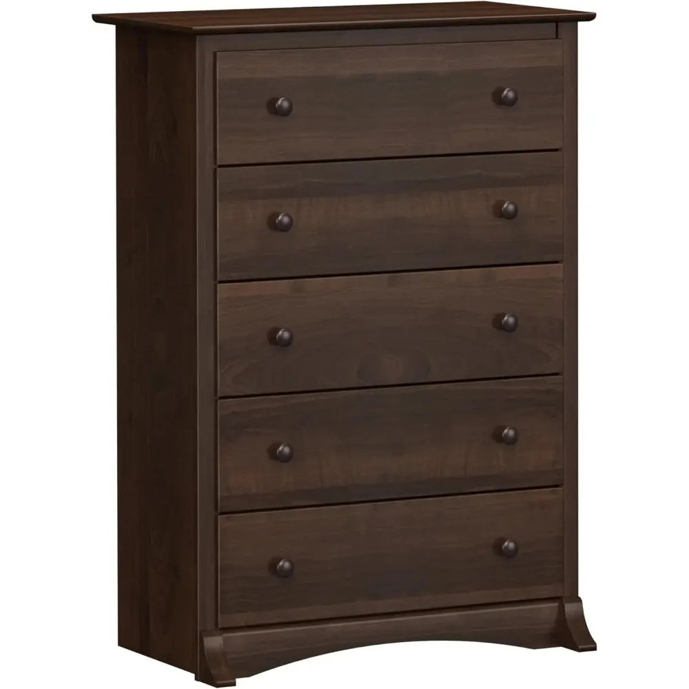 

Bedroom Five Drawer Chest - Spacious and Stylish Chest of Drawers Measuring 17.75"D X 31.5"W X 44.75"H in An Espresso Finish