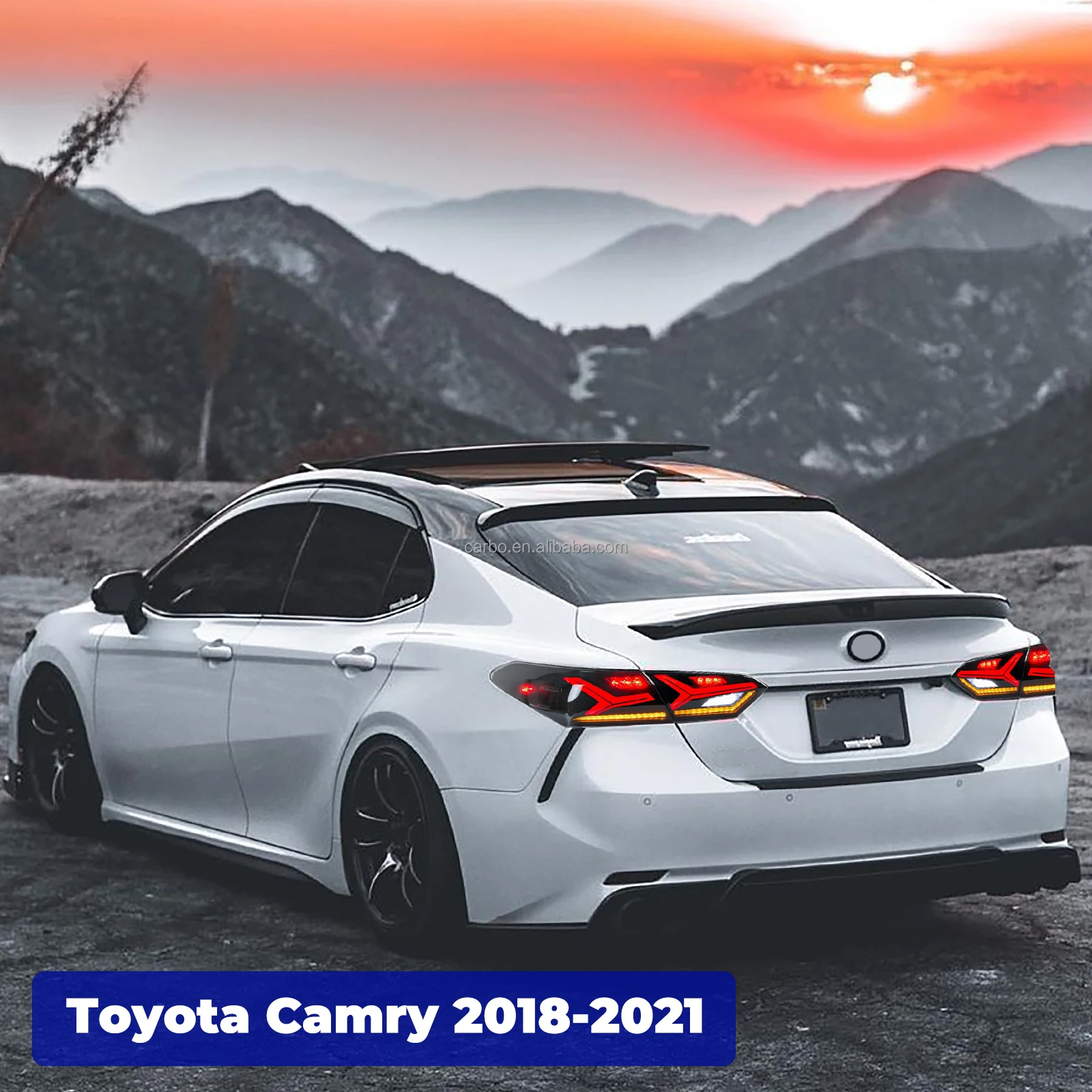 DK MOTION 2018-2024 Led Tail Lights For Toyota Camry SE XSE LE Lexus Style Sequential Rear Lamps Assembly LED New Red ABS