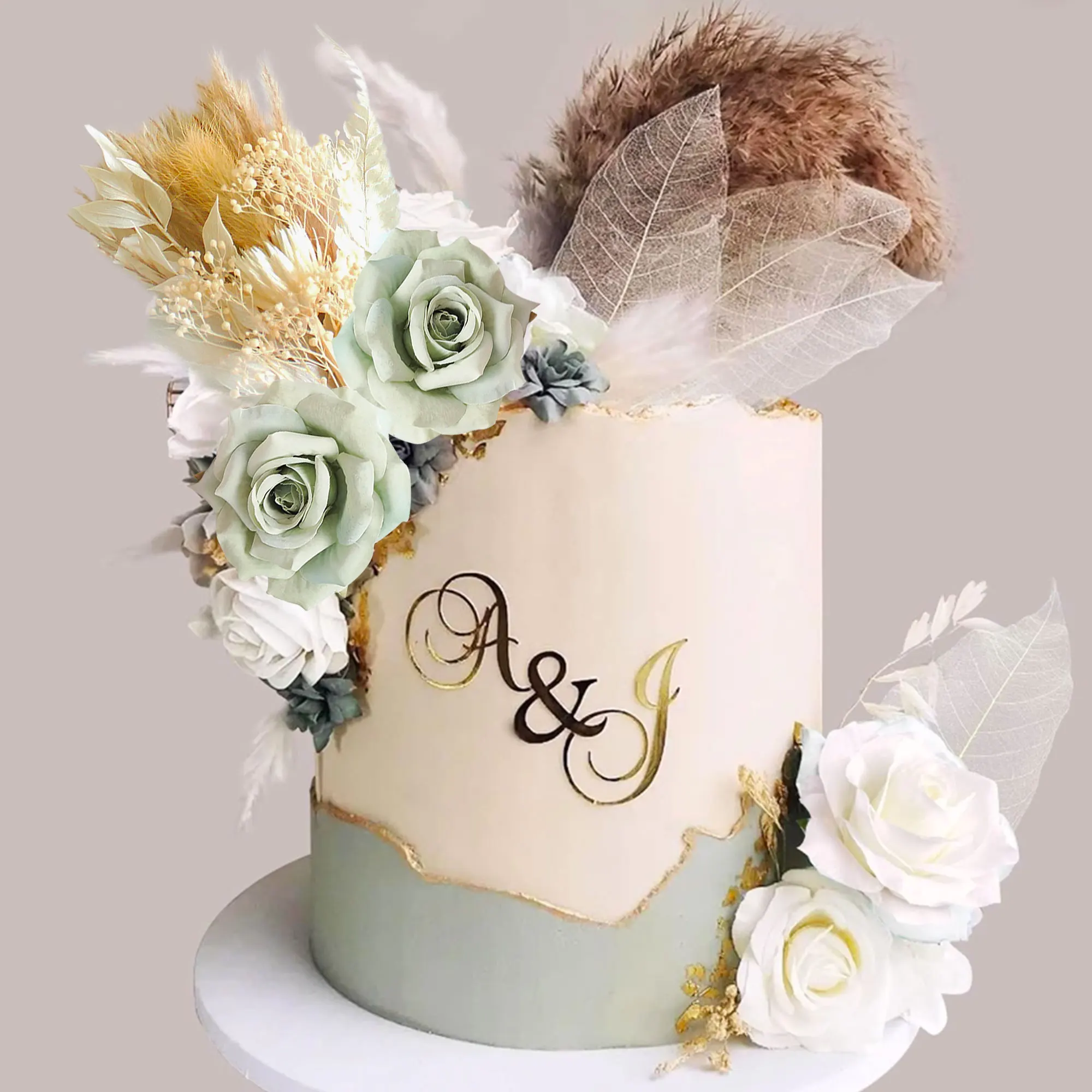 LaVenty Boho Rose Kuchen Topper Kuchen Blumen Dekorationen Blumen Kuchen Topper Blumen Kuchen Topper für Hochzeit Baby Dusche Geburtstag – Detail 3