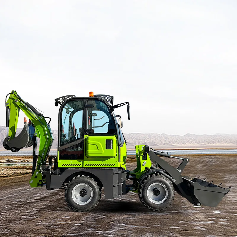 High Efficiency Backhoe Loader Full Cabin Hydraulic System Compact Wheel Machine For Small Project