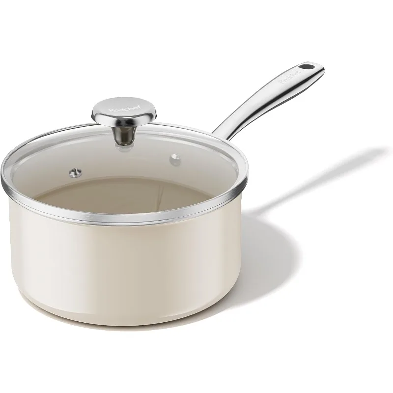 

Ceramic Sauce Pan with Lid, 2.5QT Small Saucepan, Nonstick Cooking Pot with Stay-Cool Handle, Kitchen Non Toxic Soup Pot,