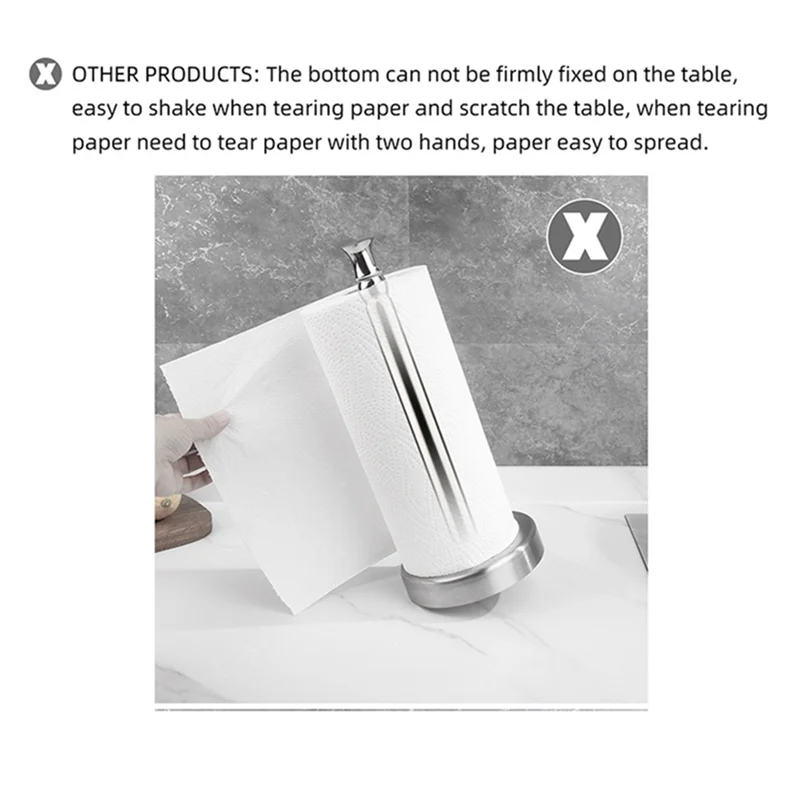 Paper Towel Holder Countertop With Damping Suitable For Kitchen Bathroom (Square)