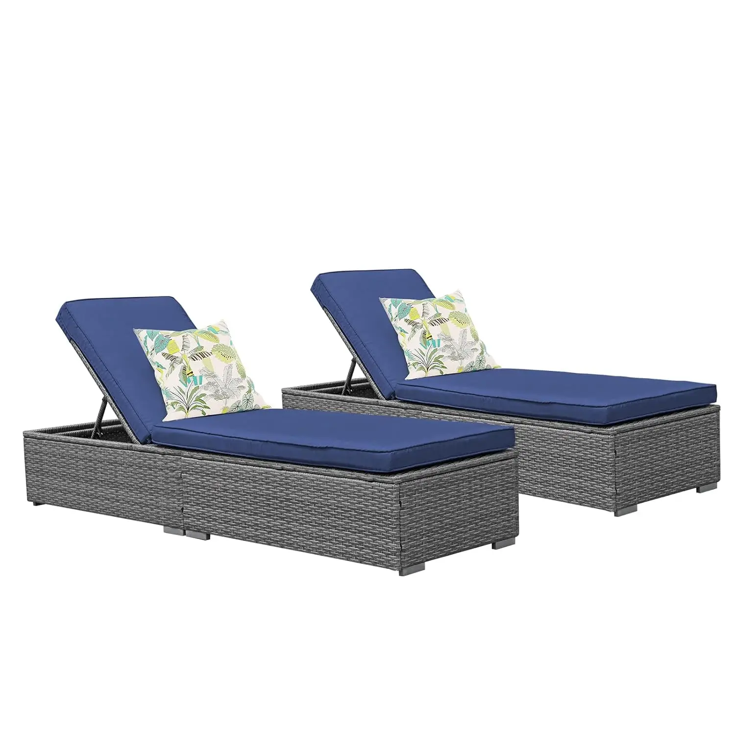 

Регулируемый шезлонг для улицы с подушками из ротанга PE, стальной каркас, комплект для бассейна и патио, 2 шт., на заказ