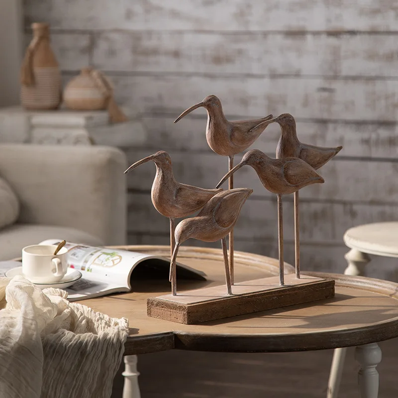 Entrance bird ornament American retro wood color handicraft ornament shopping mall holiday decoration props
