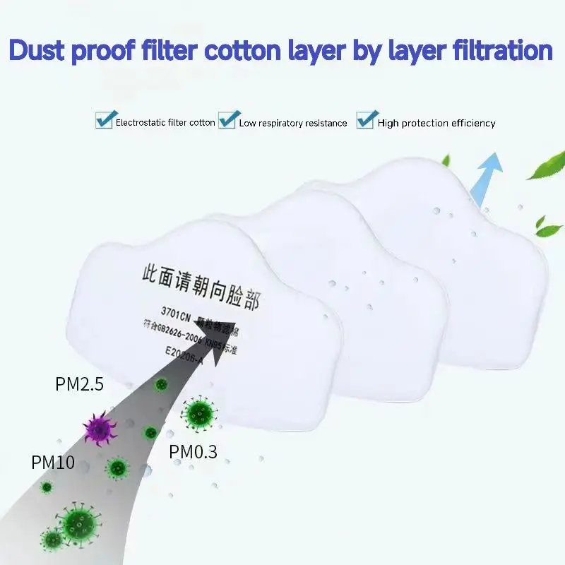 Filtros de máscara de algodão à prova de poeira, filtros substituíveis, papel filtrante para 3200, HF52, acessórios para máscara de gás, 3701CN, 20