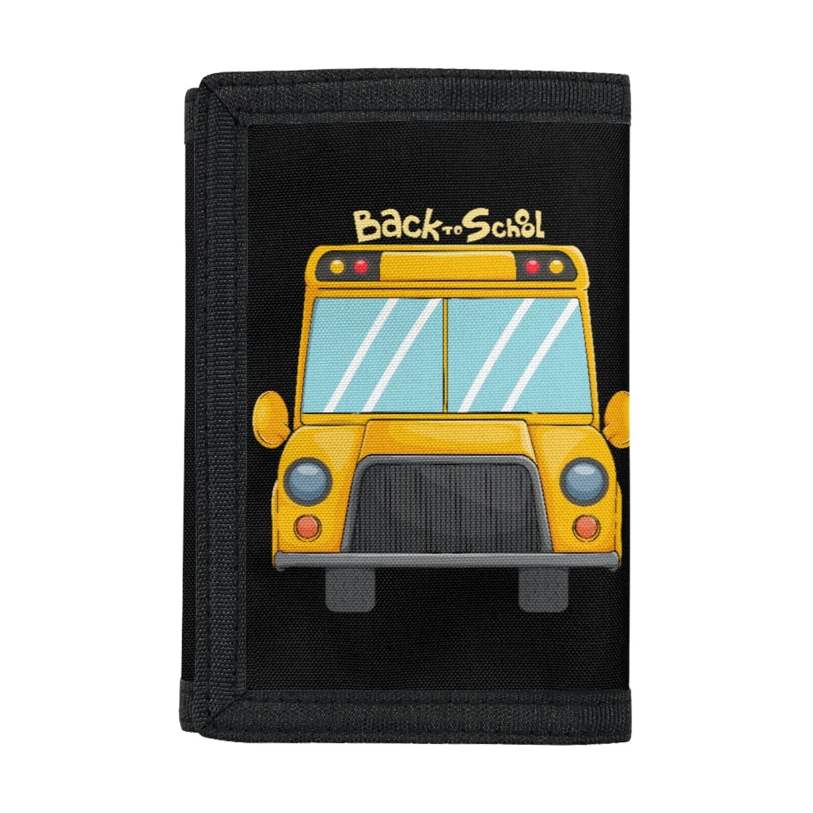 School Bus Print Kids Wallet for Boys Girls Teens Trifold Wallet for Men Women Tri-Fold Wallets Credit Card Holder Money Bags