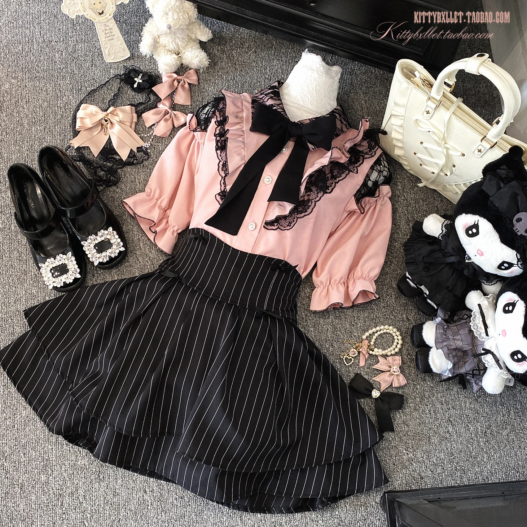 Japanese Mines Mass-produced Blouse Lace Off-shoulder Short-sleeve Bow Single-breasted Sweet Versatile Lolita Shirts Tops Women