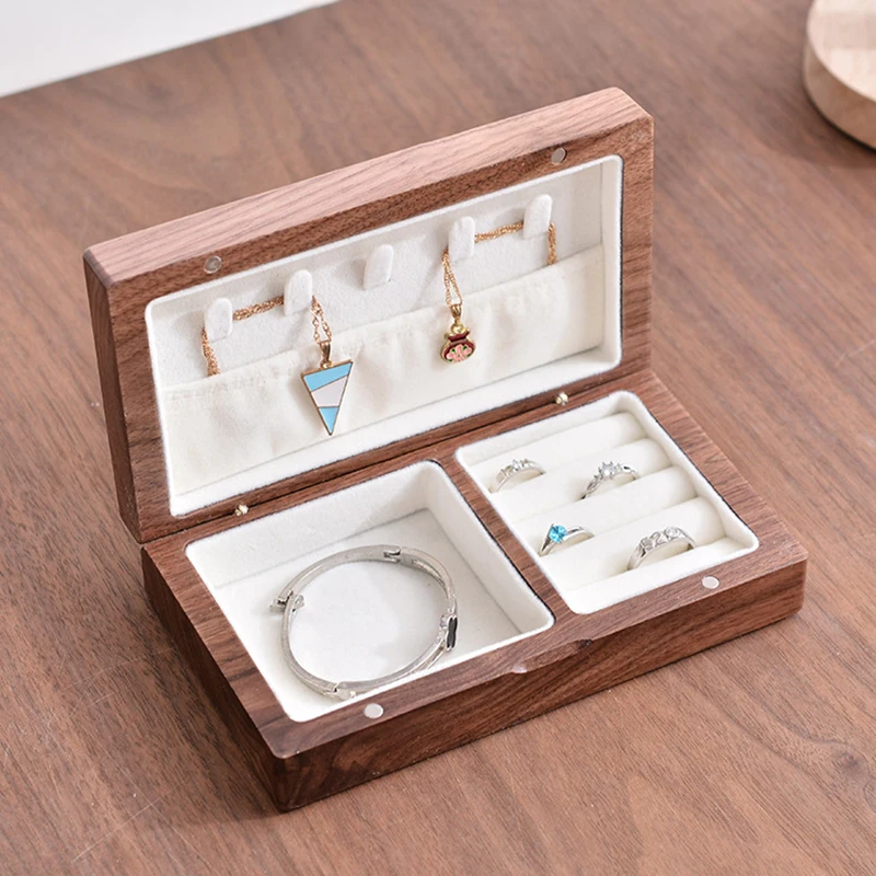

Wooden Jewelry Box Travel Ring Necklace Storage Boxes Women's Jewelry Packaging Box Magnetic Bracelet Earring Organizer Boxes