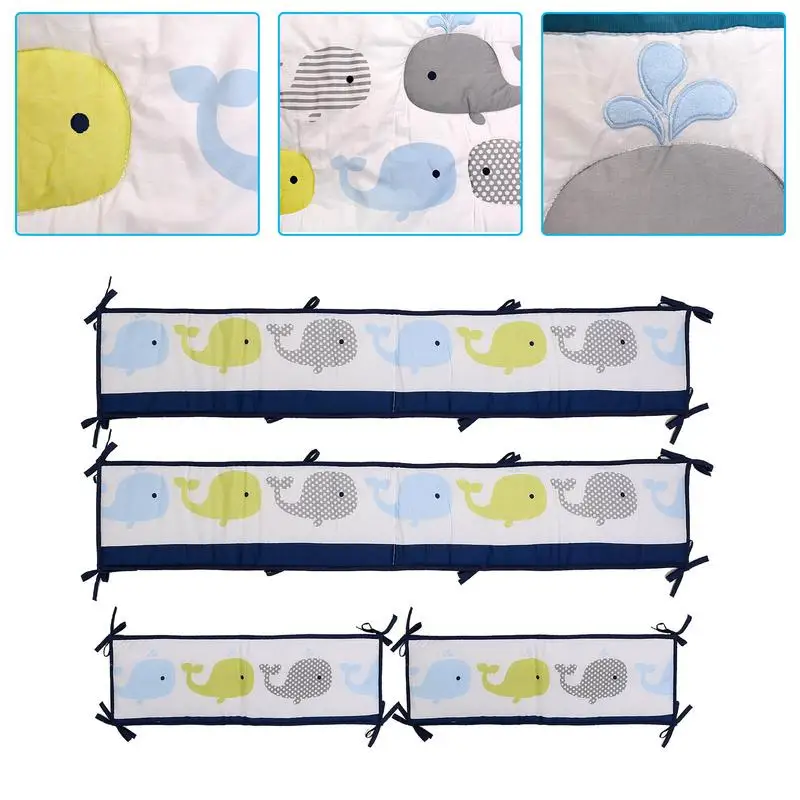 4 ชิ้นเตียงเด็กกันชนผ้าฝ้ายนุ่มเปล Anti - Collision ทารกแรกเกิดเตียง Protector Cot กันชนชุดเครื่องนอนเด็กทารกตกแต่งห้อง