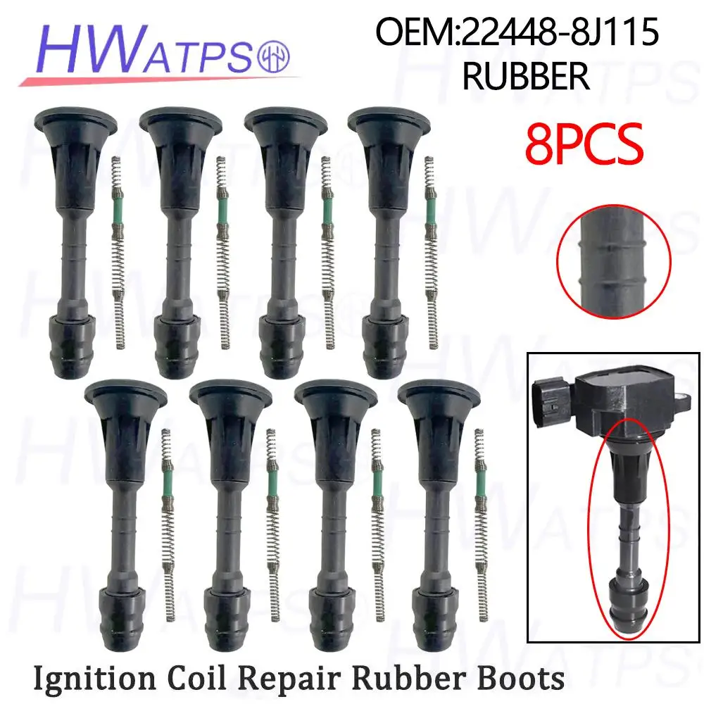 4/8 Pcs 22448-8J115 Spark Plug Cap Ignition Coil Rubber For Infiniti l35 QX4 Nissan Altima Frontier Pathfinder Suzuki Equator