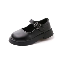 Girls Leather Shoes for Party Wedding Children School Performance Shoes Round-toe Non-slip Fashion Kids Loafers Anti-Slippery