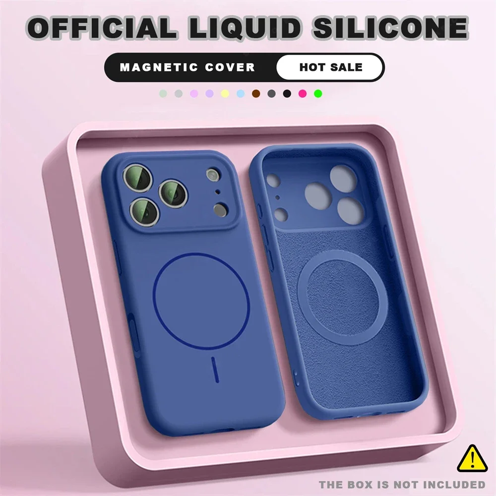 Für MagSafe Flüssigsilikon-Handyhüllen für iPhone 17 16 15 14 13 12 Pro Max 16 Plus Air Case Magnetische kabellose Ladehülle – Detail 7