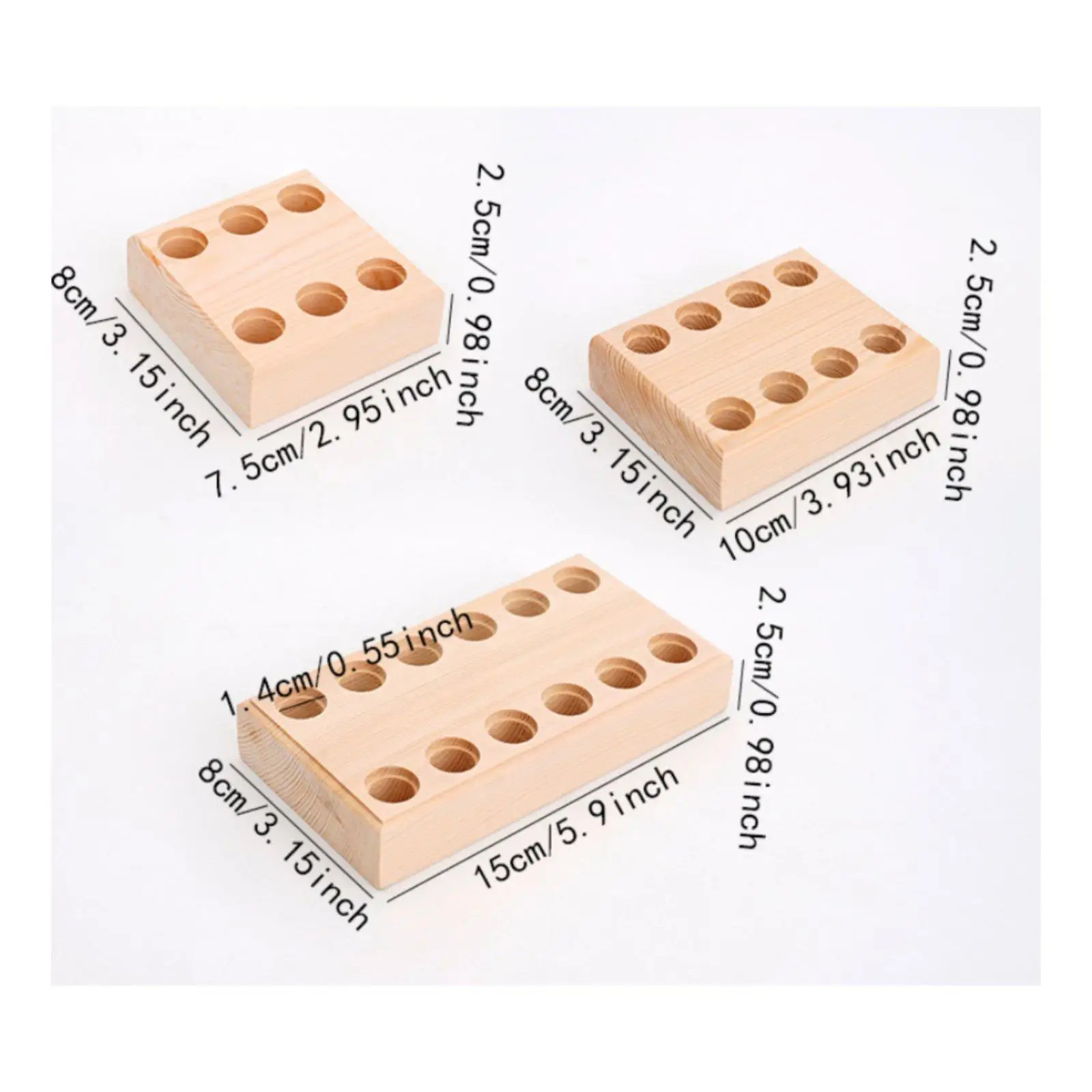 Multi Tier Wood Essential Oil Holder Display Rack for Cosmetic Vials Nail Polish Storage Box