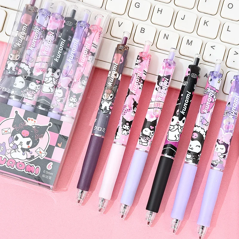 Kawaii Sanrio Kuromi Neutral Pen Pressing Pen Carbon Pen St Nib 0.5Mm Black Quick Drying School Stationery Ins Gift For Girls