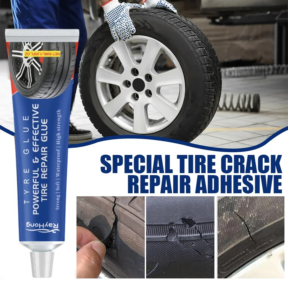 Car Tire Repair Adhesive Rubber Tire Side Wall Cracks Scratches Repair Adhesive Tyre Puncture Repair Tools Black Instant Glue