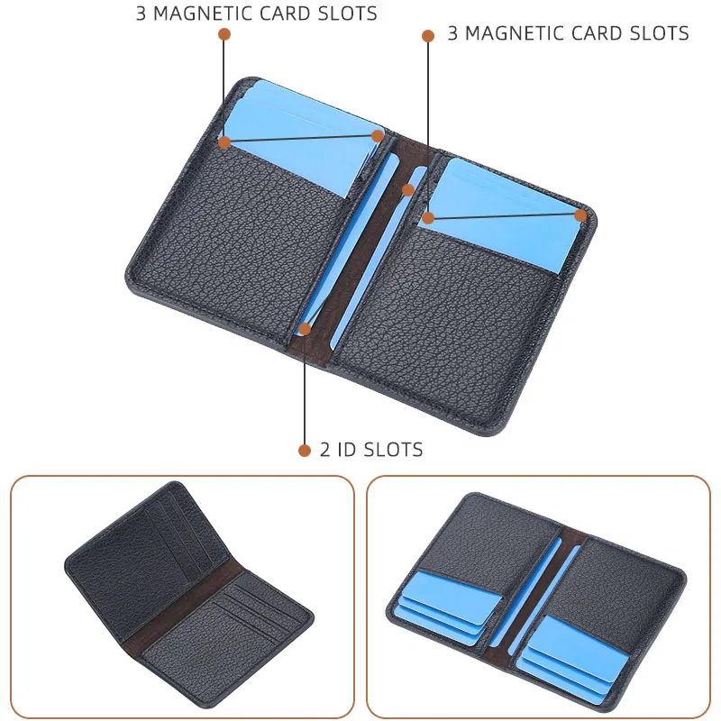 Baellerry Slim Compact Card Holder Wallet Men Soft Leather Mini Credit Card Holders Wallet for Men Small ID Card Case Cardholder