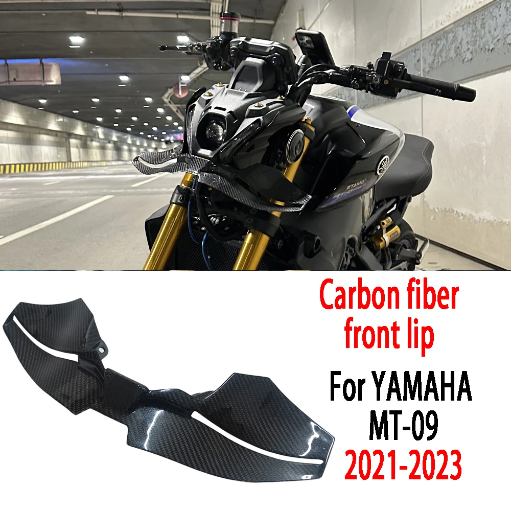 

FOR Yamaha MT-09 SP MT 09 2021-2023 100% carbon fiber motorcycle black bare front spoiler wing aerodynamic spoiler kit